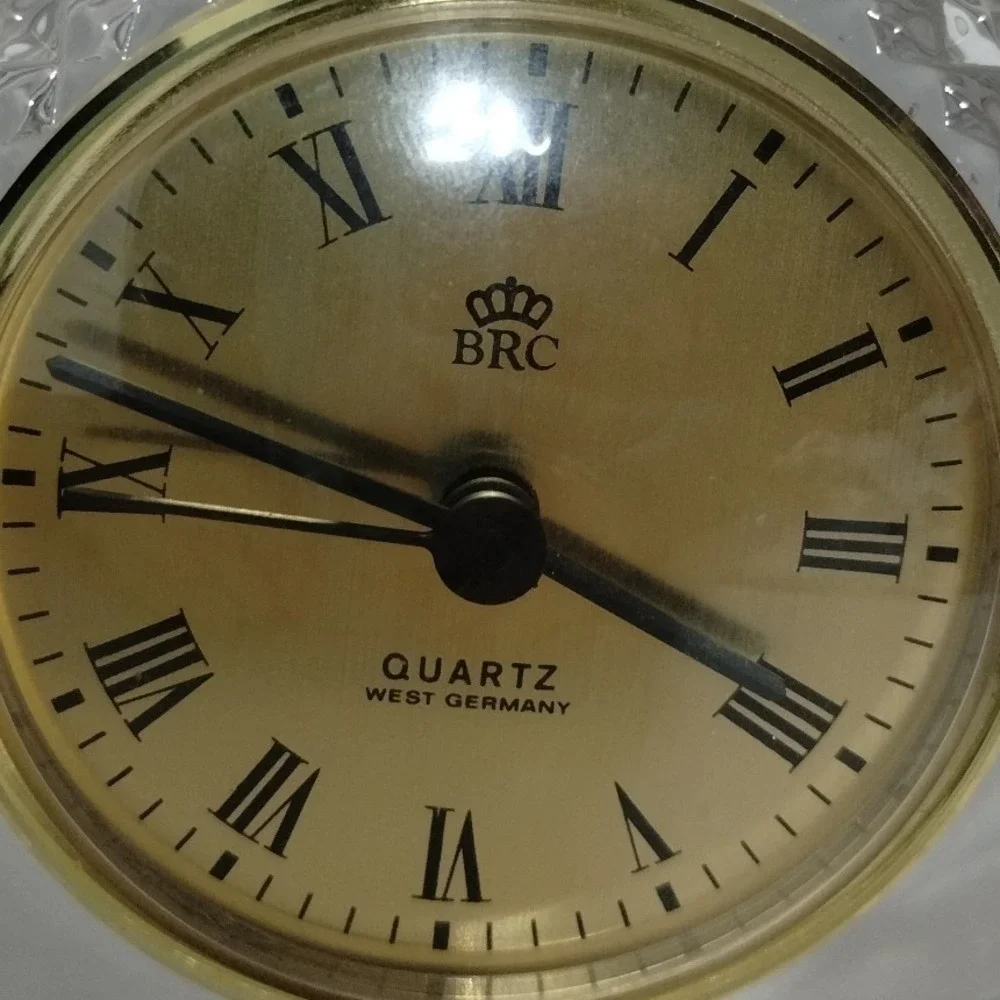 BRC Crystal Table Clock Quartz West Germany Gold Accent‎ Home Decor Not Tested